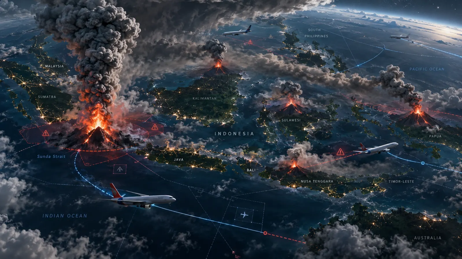 Indonesia’s Volcanic Crisis Disrupts Domestic and International Aviation as Multiple Volcanoes Remain Active